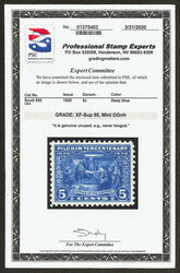 1920, 5¢ Pilgrim (Scott 550), freshly preserved example, o.g., never ...