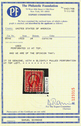 1923, 2¢ Washington, perf. 10 at top, 32 used examples known! (Scott ...