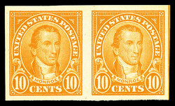 1923, 10¢ Monroe, imperf., without blue pencil defacing lines (Scott ...