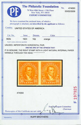 1923, 10¢ Monroe, imperf., without blue pencil defacing lines (Scott ...