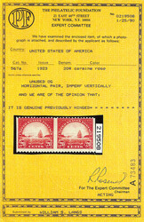 1923, 20¢ Golden Gate, horizontal pair, imperf. vertically (Scott ...