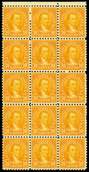 1925, 10¢ Monroe, rotary press printing, perf. 10 (Scott 591), top ...