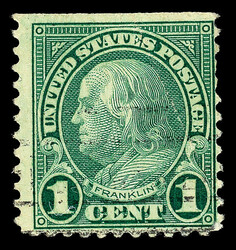 1923, 1¢ Franklin, rotary press coil waste, perf. 11 (Scott 594), ...