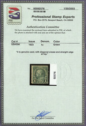 1923, 1¢ Franklin, rotary press coil waste, perf. 11 (Scott 594), ...