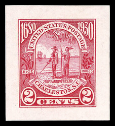 1930, 2¢ Charleston, small die proof on wove paper (Scott 683P2), ...