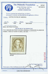 1932, ½¢ Washington Bicentennial, small die proof on wove paper ...