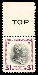 1954, Presidential Issue, $1 Wilson, red violet & black, dry printing ...