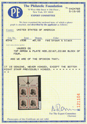 1938, Presidential Issue, $5 Coolidge, red brown & black (Scott 834a) ...