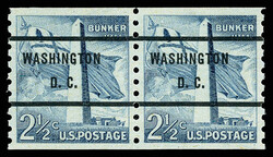 1961, Liberty Issue, 2½¢ Bunker Hill, horizontal coil, small perf. ...