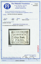 Charleston, S.C., Honour's City Express, 1851-58, 2¢ black on bluish ...