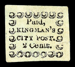 Charleston, S.C., Kingman's City Post, 1851-58, 2¢ black on bluish ...