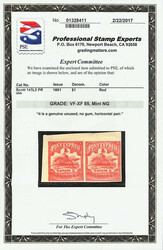 Wells Fargo & Co., 1861, $1 red (Scott 143L3), horizontal pair, ...
