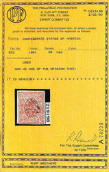 Athens, Ga., 1861, 5¢ red (Scott 5X2), neat grid cancel, large ...