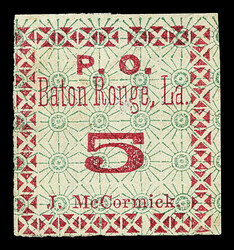 Baton Rouge, La., 1861, 5¢ green & carmine (Scott 11X2), unused ...