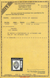 Charleston, S.C., 1861, 5¢ blue on orange (Scott 16XU3), 20 x 27mm ...