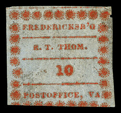 Fredericksburg, Va., 1861, 10¢ red on bluish (Scott 26X2), o.g., ...
