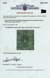 Nashville, Tenn., 1861, 10¢ green, plate variety with "TENM" and ...