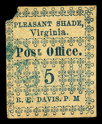Pleasant Shade, Va., 1861, 5¢ blue (Scott 67X1), position 4, an ...