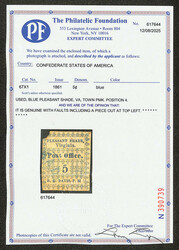 Pleasant Shade, Va., 1861, 5¢ blue (Scott 67X1), position 4, an ...