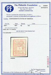 Rheatown, Tenn., 1861, 5¢ red (Scott 69X1), small light manuscript ...