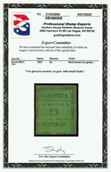 Victoria, Tex., 1861, 5¢ red brown on green (Scott 88X1), unused ...