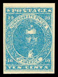 1861, 10¢ blue, Paterson printing (Scott 2), o.g., never hinged, ...