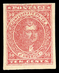 1862, 10¢ rose (Scott 5), unused without gum, with deep, rich color ...