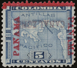 1904, 5c Map, blue, "CANAL ZONE" inverted (Scott 2a), o.g., ...