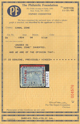 1904, 5c Map, blue, "CANAL ZONE" inverted (Scott 2a), o.g., ...