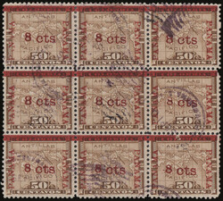 1904, 8¢ on 50c bister brown, "CANAL ZONE" omited (Scott 14a var.), ...