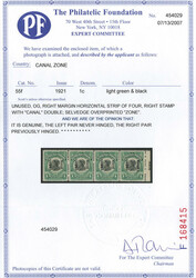 1921, 1c Balboa, light green & black, type V overprint, "CANAL" ...