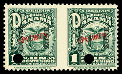 1924, 1c Arms of Panama, dark green, Specimen, imperforate between ...