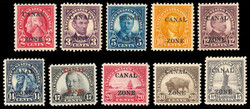 1925-28, overprints on U.S. definitives, sharp "A", 2¢ to $1 ...