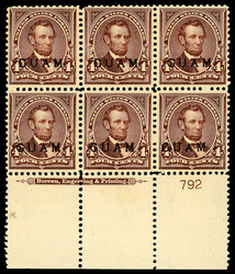 1899, 4¢ Lincoln, lilac brown (Scott 4), wide bottom margin plate ...