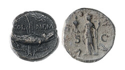 Roman Provincial. Gaul. Augustus (27 BC-14 AD) with Agrippa. AE As. ...