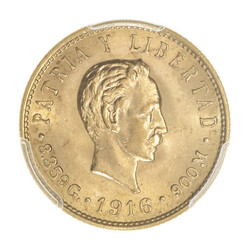 Cuba. Republica. Gold 5 Pesos, 1916, PCGS MS63 Marti; 0.900 fine, 0 ...