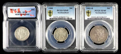 Newfoundland. Victoria (1837-1901). Trio of encapsulated Silver ...