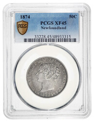 Newfoundland. Victoria (1837-1901). 50 Cents, 1874 PCGS XF45, ...