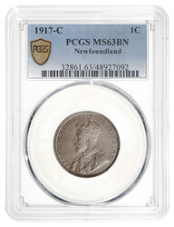 Newfoundland. George V (1910-1936). Cent, 1917 C (KM-16) PCGS MS63 BN ...