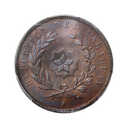 Paraguay. Republica. Centesimo, 1870 PCGS MS65 RB, radiant star ...