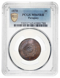 Paraguay. Republica. Centesimo, 1870 PCGS MS65 RB, radiant star ...