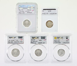 Philippines. U.S. Administration. Quintet of graded Silver 20 ...