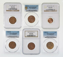 Philippines. U.S. Administration. Lot of graded AEs., 1/2 Centavo, ...