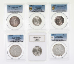 Philippines. U.S. Administration. Group of graded Silver 50 Centavos ...