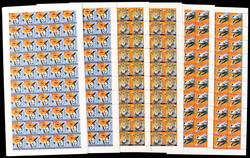 Liberia, Mammals complete, 2017 (Scott 3188-3190), ten complete sets ...