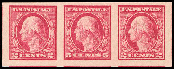 1917, 5¢ carmine color error, unwatermarked, imperf. (Scott 485), ...