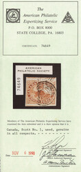 1851, Beaver, 3d red, on laid paper, imperforate (Scott 1), an ...