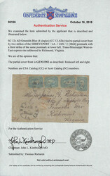 1864, West to East Trans-Mississippi Cover Front, four singles of ...
