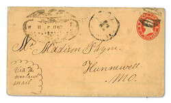 March 1861, 3¢ Red Star Die entire (U27) from Sherman Texas to ...