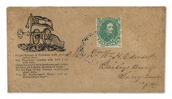 Flag and Cannon (Weiss CN-4, Verse 5) (Scott 1), franked with 1861, ...